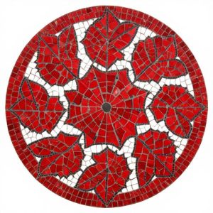 Red Poinsettia Circular Mosaic Art – Opus Tessellatum