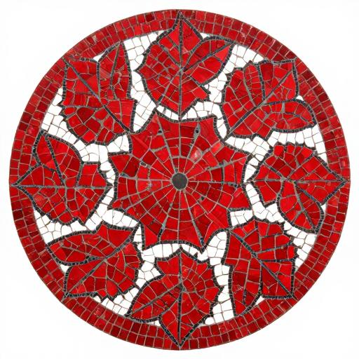Red Poinsettia Circular Mosaic Art - Opus Tessellatum