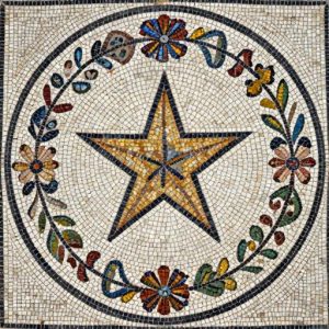 Bethlehem Star Floral Wreath Mosaic Art
