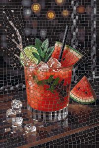 Watermelon Cocktail Mosaic Art – Refreshing Summer Drink