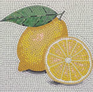 Vibrant Lemon Mosaic Art – 15×15 cm