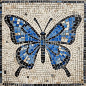 Blue Butterfly Mosaic Art – Opus Tessellatum