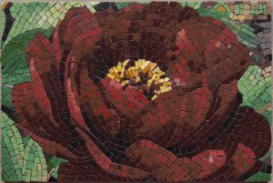 Deep Red Mosaic Flower Art – 60×40 cm