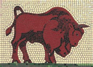 Red Bison Mosaic Art – Powerful Nature Wall Decor