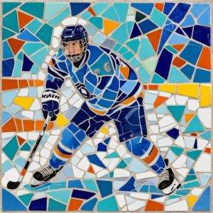 Custom Trencadís Ice Hockey Player Mosaic Art