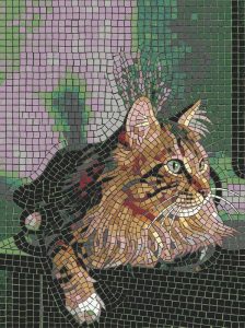 Ginger Cat Mosaic Art – Elegant Wall Decor