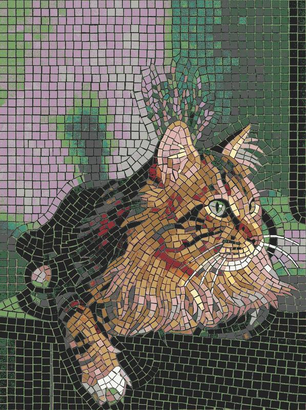 Ginger Cat Mosaic Art - Elegant Wall Decor