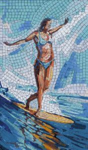 Surfer Woman Mosaic Art – Summer Energy