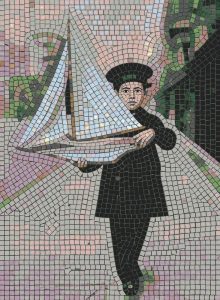 Mosaic Art: Young Boy with Model Sailboat