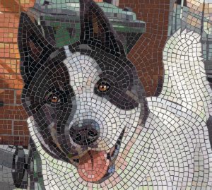Happy Husky Dog Mosaic Art – 60×54 cm