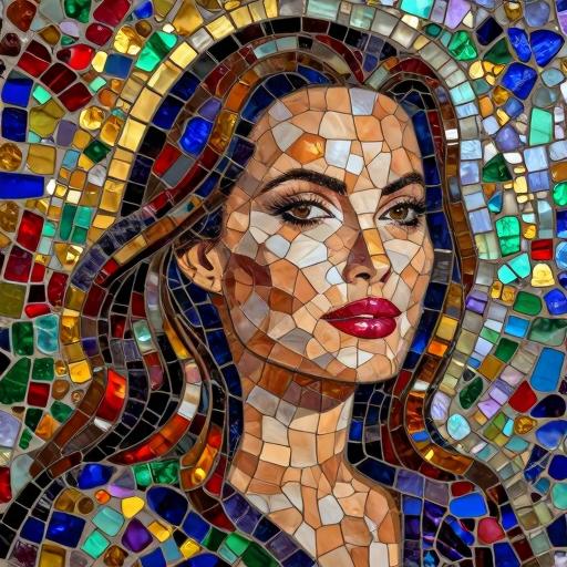 Angelina Jolie Mosaic Portrait - Opus Incertum Style