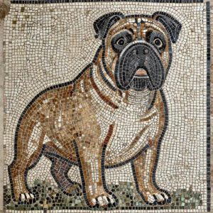 French Bulldog Roman Style Mosaic Art