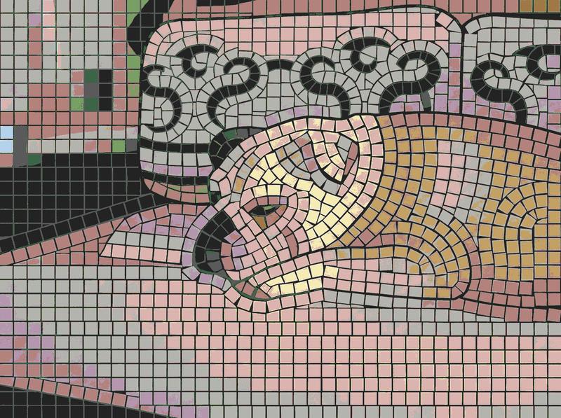 Sleeping Cat Pastel Mosaic Art