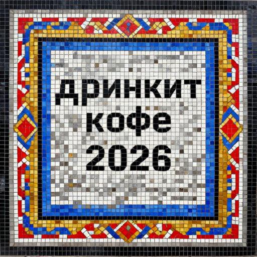 Custom Soviet Style Mosaic 'Drinkit Coffee 2026'