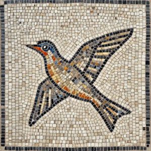 Chaffinch in Flight Mosaic Art – Opus Tessellatum