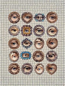 Surreal Mosaic Art: Grid of Twenty Human Eyes