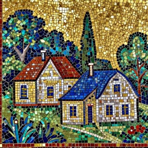 Byzantine Mosaic: Classical Italian Summer Landscape