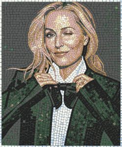 Winking Woman in Green Suit Mosaic Art