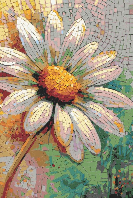 Radiant Daisy Mosaic Art - Nature's Beauty