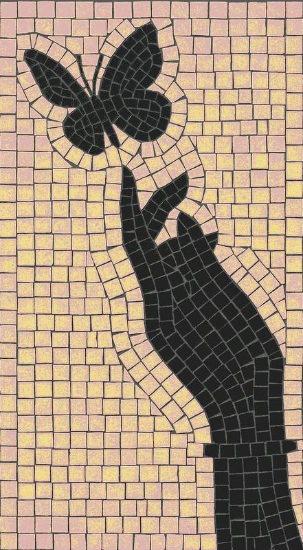 Hand and Butterfly Mosaic Art - Minimalist Pastel Design