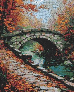 Autumn Stone Bridge Mosaic Art