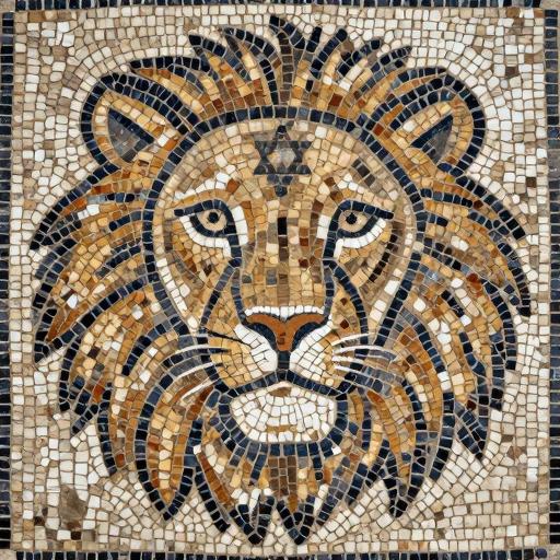 Roman Style Lion Mosaic Art - Custom Opus Tessellatum
