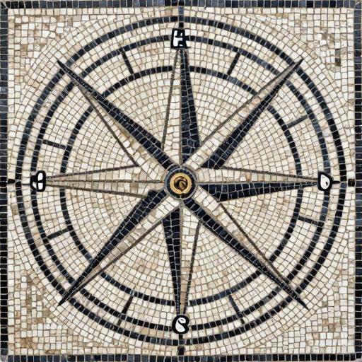 Compass Rose Mosaic Art - Opus Tessellatum Style