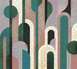 Abstract Geometric Mosaic Art – Teal and Rose