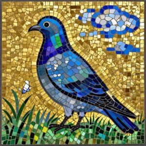 Byzantine Mosaic Pigeon Art – Custom Gold Background