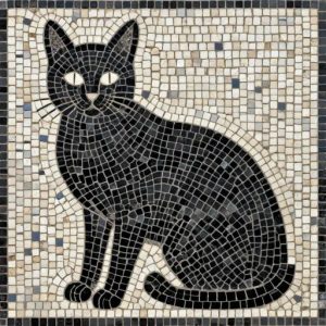 Black Cat Mosaic Art – Opus Tessellatum Style