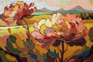 Vibrant Floral Landscape Mosaic Art