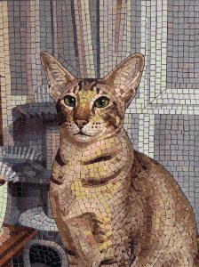 Golden Mosaic Cat Portrait – Elegant Wall Art