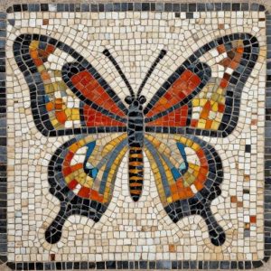Colorful Butterfly Mosaic Art – Opus Tessellatum