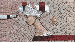 Classical Mosaic Portrait of a Woman in a Turban