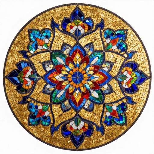 Byzantine Floral Mosaic Ornament - Custom Round Art