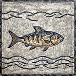 Cosmic Fish Mosaic Art | Opus Tessellatum Style