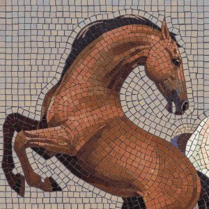 Majestic Brown Horse Mosaic Art – 200×200 cm