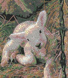 Mosaic Art: Pale Pink Rabbit in Nature