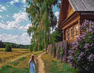 Country Path Mosaic Art – Peaceful Rural Scene