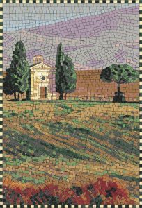 Tuscan Landscape Mosaic Art – Rustic Countryside