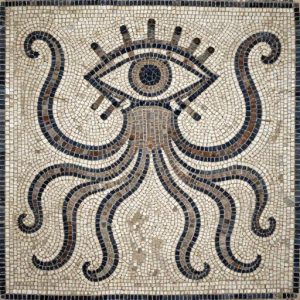Five-Eyed Monster Mosaic – Opus Tessellatum Art