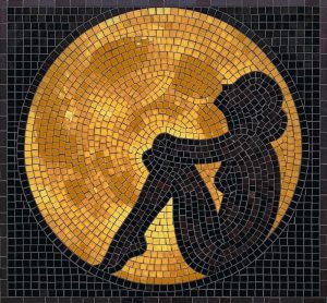 Golden Solitude – Silhouette Mosaic Art