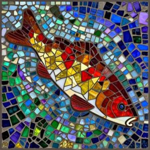 Koi Carp Mosaic Art – Opus Incertum Style