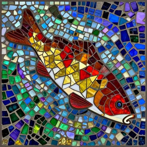 Koi Carp Mosaic Art - Opus Incertum Style