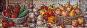 Vibrant Harvest Mosaic Art – Still Life Fruits and Vegetables