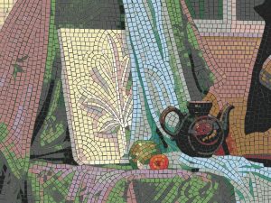 Mosaic Still Life with Teapot and Fruit