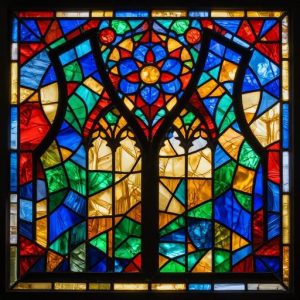 Vibrant Gothic Stained Glass Mosaic Art
