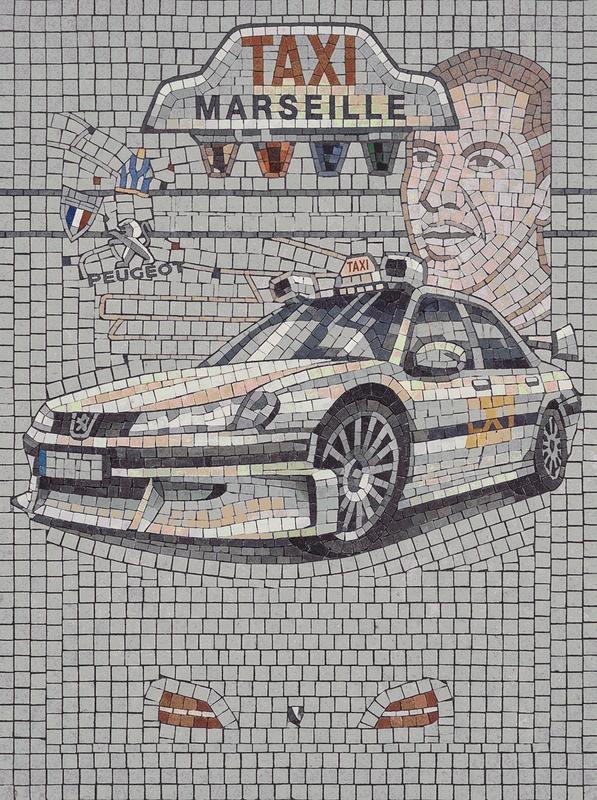 Taxi Marseille Mosaic Art - Peugeot Movie Tribute