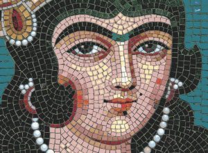 Mosaic Portrait of a Woman with Pearls