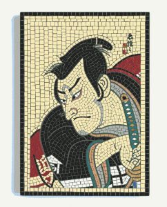 Samurai Warrior Mosaic Art – Traditional Japanese Portrait